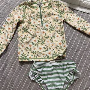 Kids Floral and Striped Rashguard Set